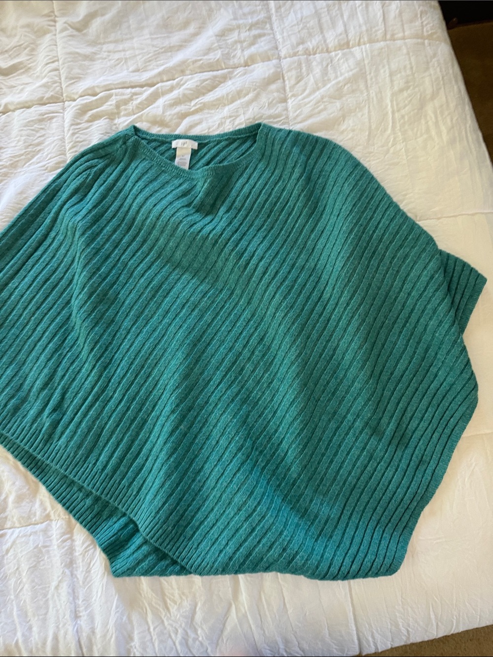 J. Jill Teal Ribbed Poncho Sweater